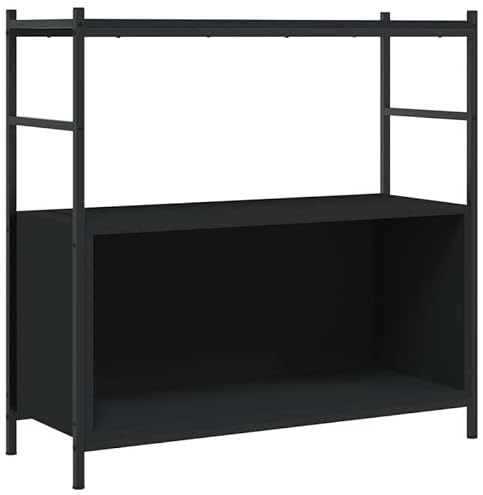 Eleganz Estantería negra 80 x 30 x 78,5 cm de madera y hierro – Sistema de estantería estable para salón, oficina o habitación infantil – ahorra espacio y es duradera