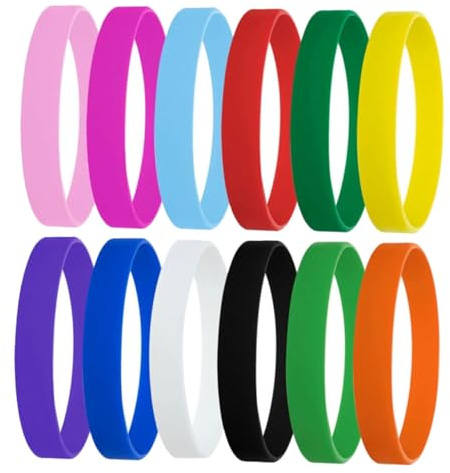 WATIIFUFU Braccialetti in Silicone per Feste di Compleanno 12 Pezzi, Comodi al Tatto e Personalizzabili, per Party a Tema e Festival Musicali