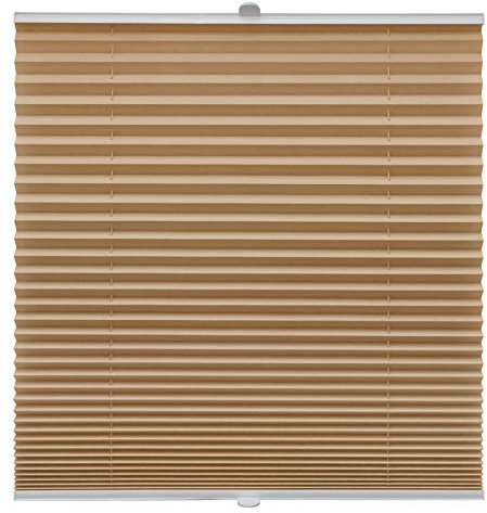 Plissee auf Maß Klemmfix für alle Fenster Montage über Klemmträger bis 27mm Faltrollo Blickdicht Sonnenschutzrollo Fenster-rollo Cappuccino Breite: 151-160 cm, Höhe: 101-150 cm