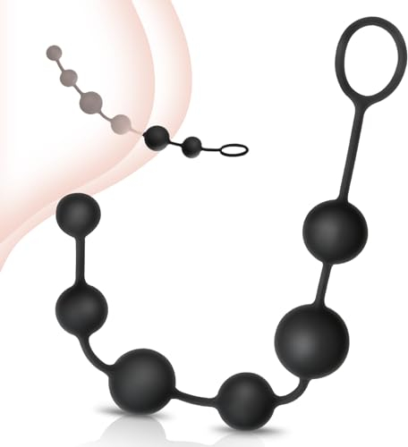 Proxoxo Silikon Analkugeln Biegsam & Hautfreundlich Analplugs Anal Kette mit Sechs Kugeln in Verschiedene Größe für Eine Sexuelle Stimulation Schrittweise, Sexspielzeug für Männer Frauen Schwarz