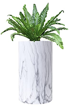 wuuhoo® Pflanzkübel Lily in weißer Marmoroptik - wetterfeste Bodenvase aus Fiberglas, Blumenkübel wetterfest für Innen & Außen mit Pflanzeinsatz, Pflanzentopf - 60 cm