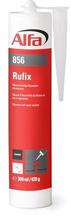 1x Alfa Bitumen Dichtmasse 300 ml Profi-Qualität schwarzer Dachdichtstoff witterungsbeständiger Bitumenkleber zum Abdichten und Verkleben