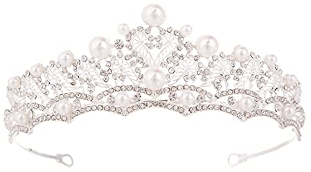 Braut Tiara Diadem, Hochzeit Krone Braut Tiara, Braut Kron, Prinzessin Diadem, Für Schönheitswettbewerbe, Hochzeiten, Partys (Silber)