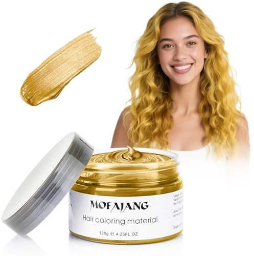 Temporäre Haarfarbe Gold Haarfarbe, Styling Haartone für Männer Frauen, Natürliche Frisur Pomade, Temporäre Haarfärbemittel Wachs für Party, Cosplay & Halloween, 4,23 Unzen (Gold)