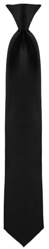 Umo Lorenzo Boys Black Clip on Tie Solid Necktie for Kids Ages 3-5, 6-10 and Toddlers 0-2