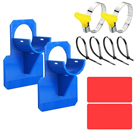 KATELUO 2 Stück Pool Schlauchhalter Knickschutz aus Kunststoff, Schwimmbad Rohrhalterung, 26mm - 38mm Pool Schlauchhalterung mit Kabelbinder, Pool Rohrhalter Fitting für Intex und Bestway (Blau)