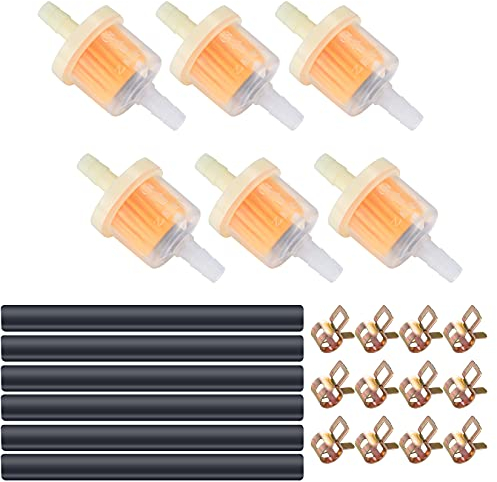 Vwoqiy 24 Stück Motorrad Benzinschlauch Kit, Inline Kraftstofffilterleitung Federklemmen Kit, 6 Stück Benzinfilter, 6 Stück Ø 8mm Kraftstoffleitung, 12 Stück Schlauchschellen für Motorrad Auto Roller