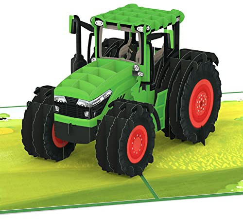 papercrush® popup-kort traktor – 3D-födelsedagskort med traktor på bondgård, roligt gratulationskort för barn (pojkar och flickor), män och bönder – present till barnens födelsedag
