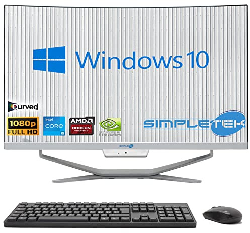 SIMPLETEK - PC All in One Display 24 Curved Core i5 Windows 10 | 16GB RAM SSD 480GB | Work, Entertainment