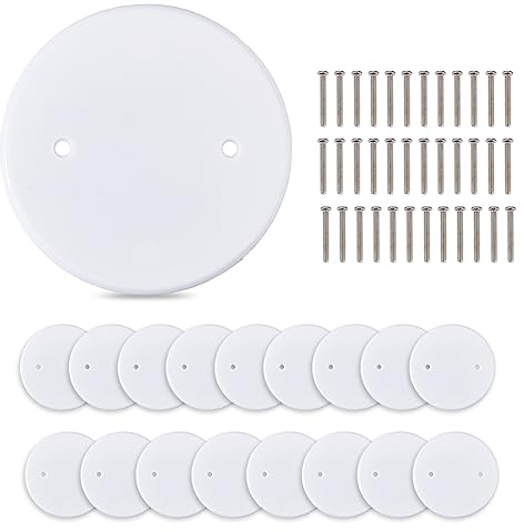 SUPERFINDINGS 18Pcs Wall Hole Cover Ceiling Cover Plate Flat Round Ceiling Cover Plate Circle Wallplate with 36pcs Screws to Cover Openings Above Ceilings or Walls
