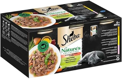 Sheba Katzenfutter Nassfutter Nature's Collection in Sauce Feine Vielfalt 12 Dosen (2 x 6 x 400g)