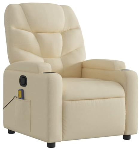 Gecheer Massagefåtölj, massage utan uppvärmning, TV-fåtölj, justerbart ryggstöd, TV-fåtölj, relaxfåtölj med vibrationsfunktion, liggfåtölj, stoppningsfåtölj, max. Lastkapacitet: 110 kg tygkräm