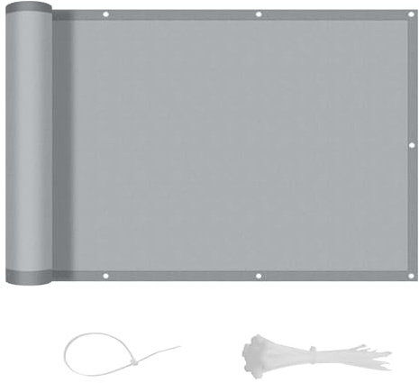 LOVE STORY Brise Vue pour Balcon 80x500cm, Imperméable Couverture de Confidentialité Écran(PES),Protection UV Opaque pour Balcon with Cable Ties,Pare-Soleil pour Jardin Extérieur,Gris