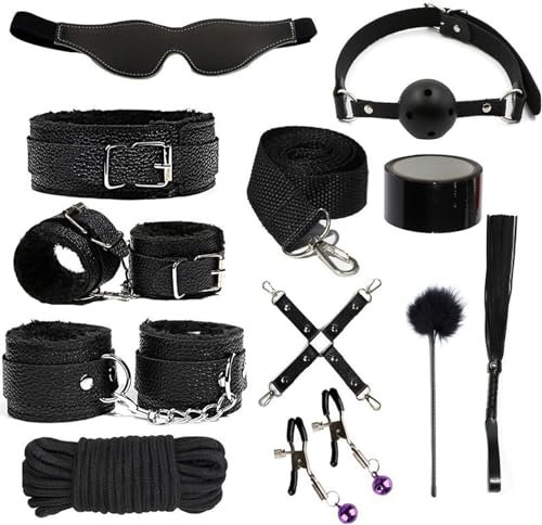 Kît de Restricciones Bǒǹdâgê BDSM de 11 Piezas con Esposas Ajustables,B`D`S`M Juguetes êróticôs Juegos para Adultos, Juguetes Sexuales para Hombres, Mujeres y Parejas, Juguetes êróticôs