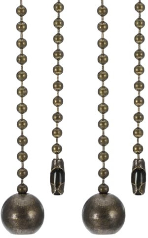 PATIKIL 1M 3.3ft Ceiling Fan Pull Chain, 2 Pcs Beaded Pulls Cord Extender Ball Pendant for Fan Light Chandelier Table Lamp Pulling Switch, Bronze