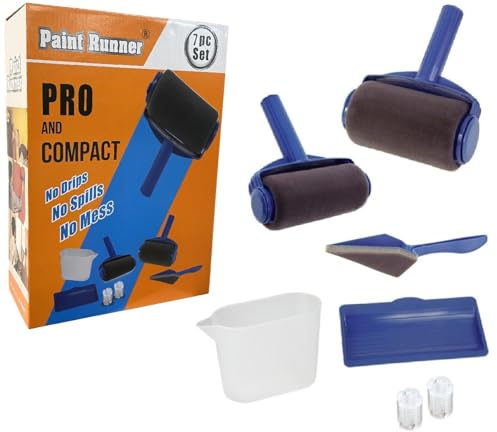 Paint Runner® a Registered Trademark, 7pc Set - THE Original Product - A self-contained Painting System, Paint Without Dipping & Dripping and no Mess. Made in Indonesia. Original got Even Better.