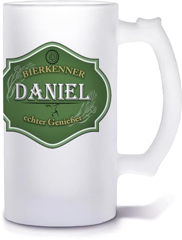 Unikatolo Bierkrug mit Name personalisiert | Bierkenner | Glasbierkrug individuell bedruckt | Biergeschenk für Männer zum Geburtstag Bayern Tracht Oktoberfest-Dekoration Wiesn Party echter Genießer