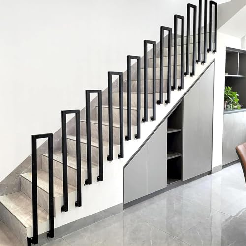 Barandilla Escalera, Barandilla de Escalera En Forma de U, Barandillas Escaleras Interior y Exterior, Pasamanos en Forma U, Pasamanos Escalera Negro, Apartamentos Pasamanos de Metal(65cm)