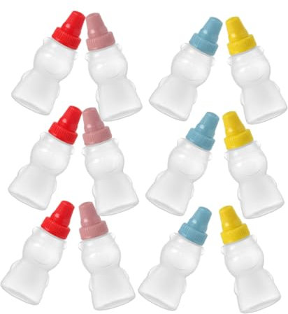 Zerodeko 12stücke Mini Soßenflasche Aus Pe-material Für Sojasauce Essig Oder Scharfe Soßen Tragbar Für Lunchbox Oder Picknick Mit Farbenfrohen Deckeln
