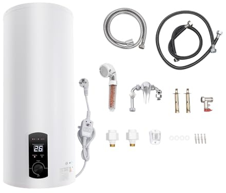 SOLOCJNL Chauffe-eau électrique 100 l - Chauffe-eau horizontal - 220 V - 2000 W - Écran LED - 25-75 °C - Chauffe-eau chaude pour cuisine, jardin, salle de bain