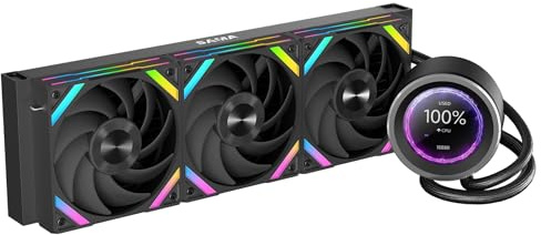 SAMA Q60 Disipador de CPU AIO de 360 ​​mm con pantalla LCD de 2,8, extraíble magnéticamente,ventiladores modulares XT120, aspas LCP, soportes adicionales, 115X, 2011, 1200, 1700, 1851, AM4, AM5 negro