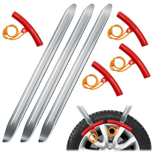 DAWRIS 3 leve di montaggio, leva pneumatici, 30 cm, con 4 protezioni per cerchioni, con protezioni per cerchioni, attrezzi per la rimozione di pneumatici per moto, bicicletta, auto