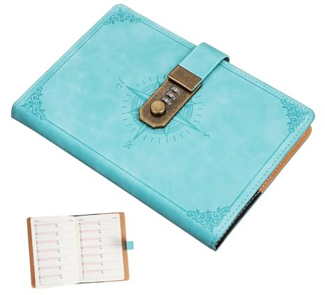 FELTECHELECTR Lock Diary Vintage Notizbuch Mit Kombinationsschloss Für Mädchen Und Jungen Für Multifunktionales Passwort-notizbuch Für Schule Und Büro