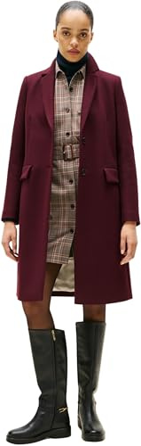 Tommy Hilfiger Abrigo Mujer Classic Wool con una tira de botones, Rojo (Deep Burgundy), 42