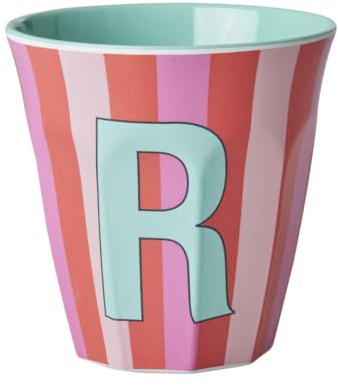 ReWu Rice Melmain Becher Medium Jungen - Buchstabe R - Kinderbecher Campingbecher Campnggeschirr Trinkbecher Melamingeschirr Bruchsicher BPA-Frei 250ml
