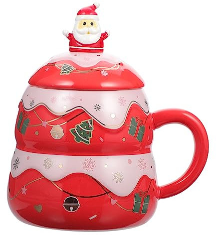 TOPBATHY Weihnachtswasserbecher Aus Hochwertiger Keramik Mit Festlichem Weihnachtsmuster Bequemer Griffmulde Für Milch Kaffee Tee Und Wasser Schönes Dekorationsbecher Für Zuhause