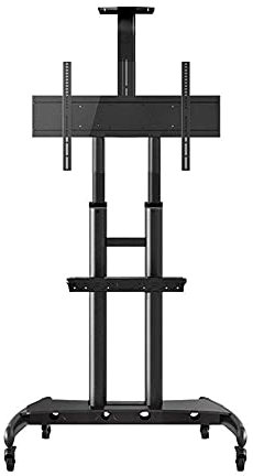 SQMGFA Supporto TV da Tavolo Universale Supporto TV da Pavimento con 1 ripiano in Vetro temperato per schermi LED OLED LCD al Plasma Piatti curvi da 32-65 Pollici Altezza Regolabile Max.