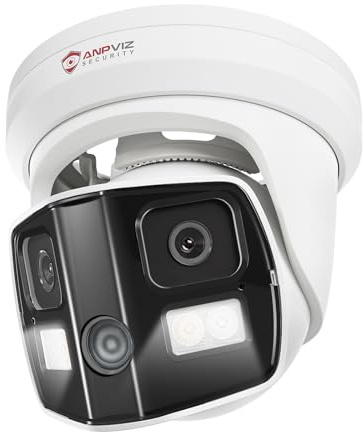 Anpviz 4K Dual Lens PoE IP Security Camera Outdoor 180 Degree Panoramic Wide Angle, 8MP PoE Camera with Smart Dual Light, Human/Vehicle Detection, Two Way Talk, 512GB SD Slot, Full Metal (U Series)