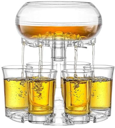Dispensador de vétro de vétro acrílico | Dispensador de gafas licores acrílicas | Dispensador y soporte de vétro en Shot | Dispensador de golpes con 6 vasos para beber para té,