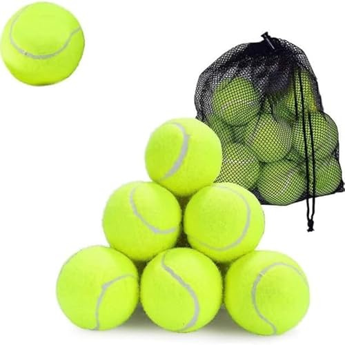 RIXI Tennis Balls Pack with Mesh Carry Bag for All Courts – Pressureless Durable Practice Tennis Balls for Kids and Dogs – Soft Lightweight Tennis Ball - Green (Pack of 6)