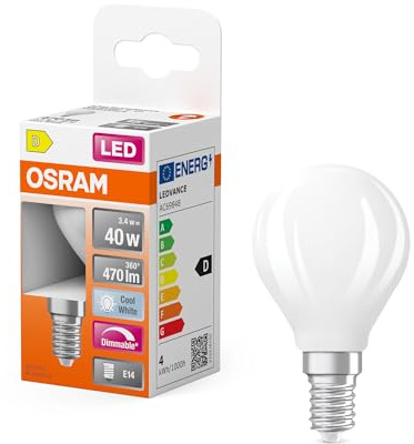 Osram Lampe LED Superstar P40 Globe Filament dimmable, blanc neutre 4000 | LED Superstar Classic P 40 Filament DIM, LED Lamps, Blanc, 45 mm dia, 15000 h, pack de 1