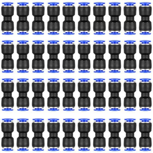 40 Pcs Pneumatic Fittings, Straight Push Connectors 6mm to 6mm Air Hose Connectors, Straight Pneumatic Push to Quick Connect Fittings, 2-Way Air Line Hose Pipe Fitting