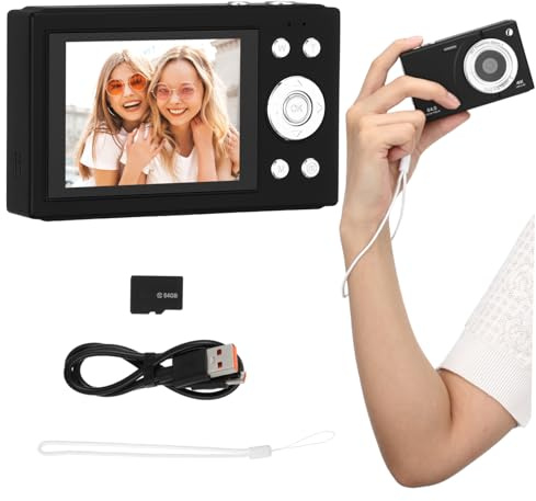 Appareil Photo Rétro 2, 8 Pouces WiFi Noir avec Carte 64 Go | Capacité 1500 Mah, Boîtier Abs et Pc, Usage Voyage et Photo en Intérieur