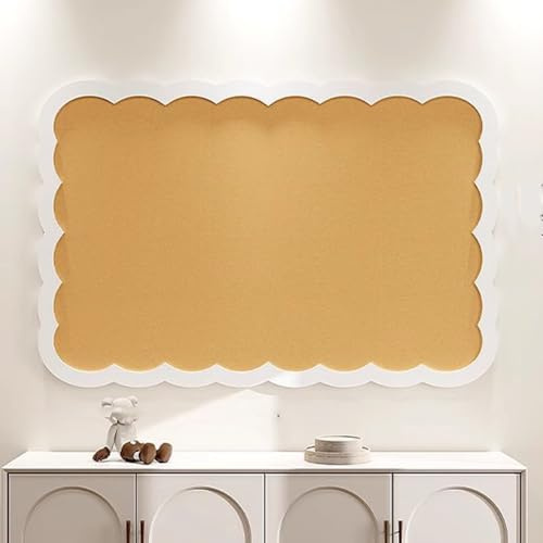 Felt Pin Board Decorative Corkboard Alternative,Foldable Felt Bulletin Board with 30 Pushpins,Self-Adhesive Vision Boards for Photo Memo DIY (Yellow,60x40cm)