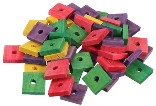 iplusmile Jouets À Mâcher en Bois pour Perroquets 50 Pièces Accessoires Colorés pour Cage d'oiseaux Jouets De Morsure Sécurisés pour Perroquets Et Oiseaux De Compagnie