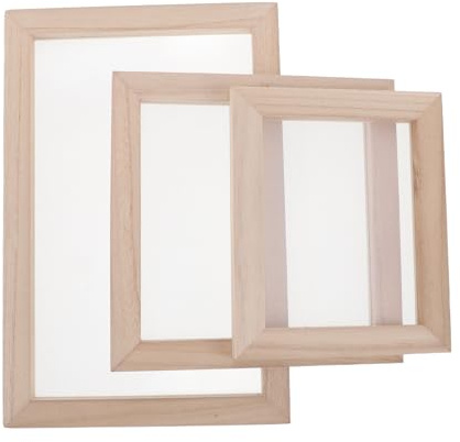 Homoyoyo 3 Stück Holz Papierherstellungsset mit Sieb Selbstgemacht Papierform für Bastelprojekte mit Trockenblumen 3 Größen Umweltfreundlicher Holzrahmen für Kreative Papierkunst