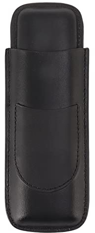 WGFOIP Vintage Handgjorda Slanka Bärbara Cigarrfodral Elegant för Resor Affärsfest, 2 Fingrar Cigarrhållare för Män, Konstläder Brun 2 Cigarrhållare (Svart)