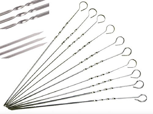 Sinoba Grillspieße Schaschlikspieße 60cm Metall Schampura Fleischspieße Barbecue Spieße (100)