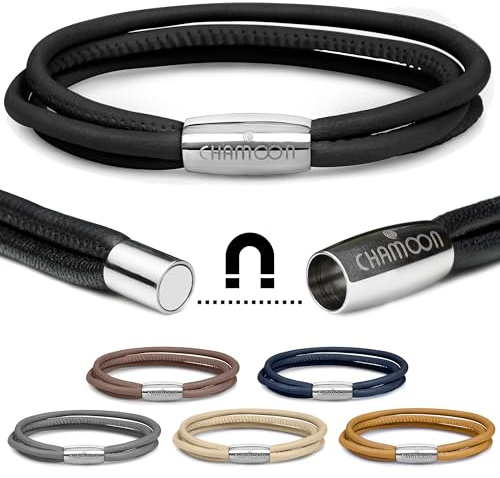 CHAMOON® Premium Lederarmband für Damen | Besonders fein & weich | Praktischer Magnetverschluss aus Edelstahl | Mit über 80 Charms erweiterbar | 7 Farben | Einfach- & doppelt-gewickelt