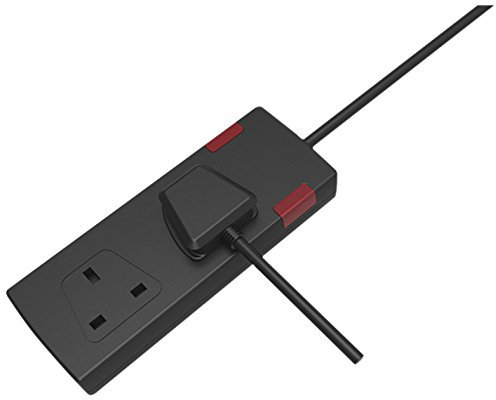 Netagon 4 Gang Way 13A UK Plug Extension Lead with Neon Indicator Fitted (2m, Black)