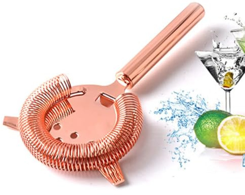 Duokon Stainless Steel Cocktail Sieve Shake Drinks Ice Filter Mlang for Club Party Gold Silver(Rose Gold)