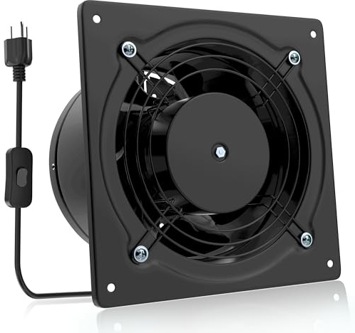 HG Power 6 Inch Exhaust Fan, 308CFM Wall Exhaust Fan for Kitchen, Metal Extractor Fan for Attic, Garage, Window Ventilation, HVAC System