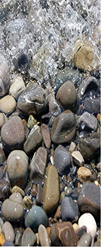 A.Monamour Türtapete Selbstklebend Türfolie Türposter 3D Nasse Kieselsteine ​​Im Wasser Meer Strand Vinyl Folie Türdeko Tapete Wandbild Türaufkleber Türtattoo 77 x 200 cm