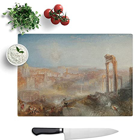 Modern Rome Campo Vaccino by Joseph Mallord William Turner - Textured Chopping Board - Worktop Saver - Cutting Board - Heat Resistant, Shatterproof and Hygenic - 28.5 x 20 cm