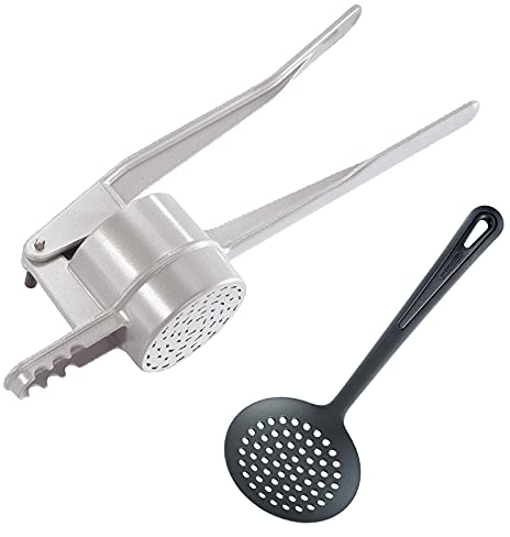 Westmark 2-Piece Spaetzle Set, 1 Spätzlechef Spaetzle/Potato Press with Traditionally Shaped Holes + 1 Skimmer, Gentle, Die-Cast Aluminium/Pa, Silver/Black, 612022E8