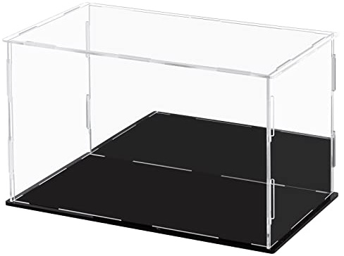 Ecoseao Acrylic Display Case with Mirror, Clear Acrylic Organizer Box Assemble Countertop Dustproof Protection Showcase for Action Figures, Collectibles, Home Storage (25cmx15cmx15cm)